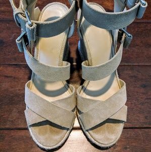 Marc Fisher "Karla" Suede Espadrille Wedges 7